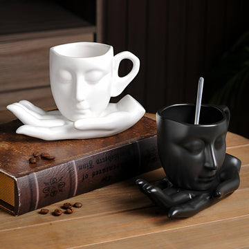 Abstract Ceramic Coffee Cup with Artistic Modern Design