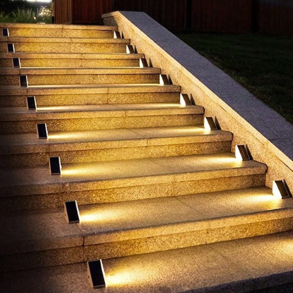 Solar-Powered LED Stair Lights with Waterproof Safety Design